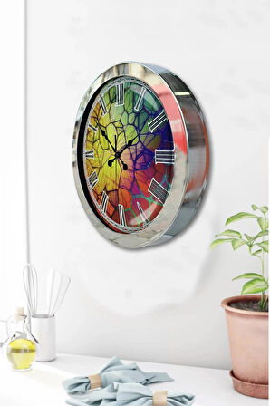 Hediyelik 36 Cm Krom Metal Renk Dünyası Duvar Saati