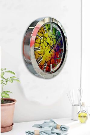 Hediyelik 36 Cm Krom Metal Renk Dünyası Duvar Saati