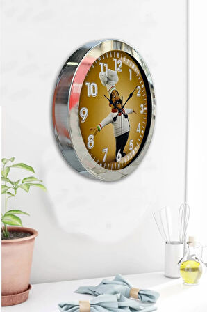 Hediyelik 36 Cm Krom Metal Mutfak Duvar Saati