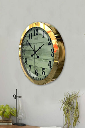 Hediyelik 36 Cm Gold Metal Dekoratif Duvar Saati