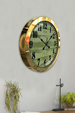 Hediyelik 36 Cm Gold Metal Dekoratif Duvar Saati