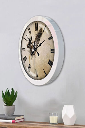 Hediyelik 36 Cm Beyaz Metal Tasarım Duvar Saati