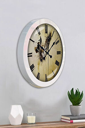 Hediyelik 36 Cm Beyaz Metal Tasarım Duvar Saati