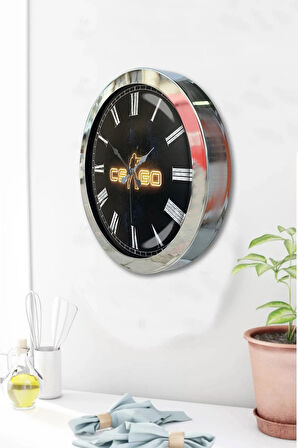Hediyelik 36 Cm Krom Metal Csgo Duvar Saati