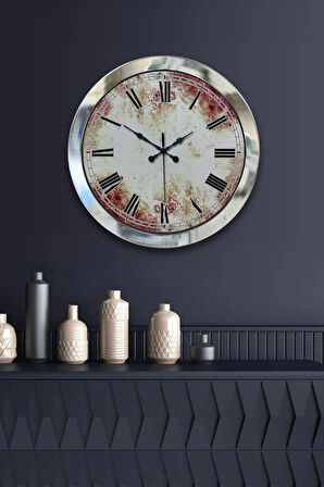 Hediyelik 36 Cm Krom Metal Eskitme Duvar Saati