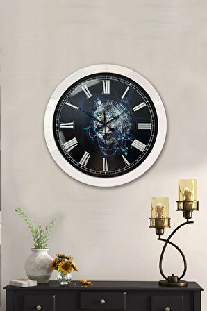 Hediyelik 36 Cm Beyaz Metal Kurt Duvar Saati