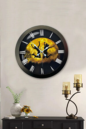 Hediyelik 36 Cm Siyah Metal Özgürlük Duvar Saati