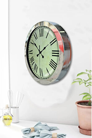 Hediyelik 36 Cm Krom Metal Eskitme Romen Duvar Saati