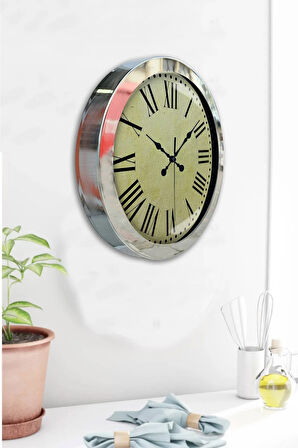 Hediyelik 36 Cm Krom Metal Eskitme Romen Duvar Saati