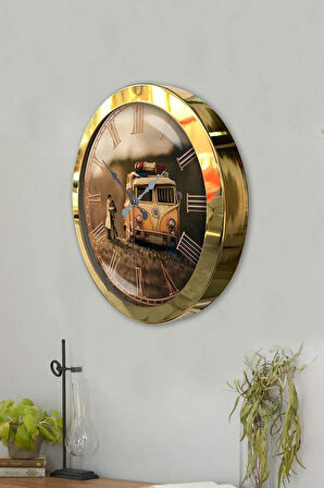 Hediyelik 36 Cm Gold Metal Dekoratif Duvar Saati