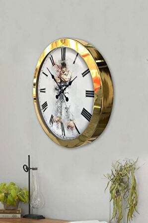 Hediyelik 36 Cm Gold Metal Street Fighter Duvar Saati