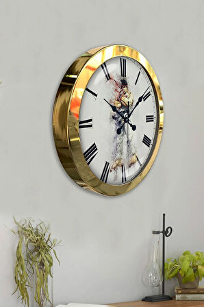 Hediyelik 36 Cm Gold Metal Street Fighter Duvar Saati
