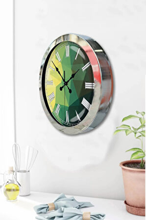Hediyelik 36 Cm Krom Metal Modern Duvar Saati