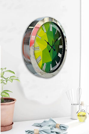 Hediyelik 36 Cm Krom Metal Modern Duvar Saati