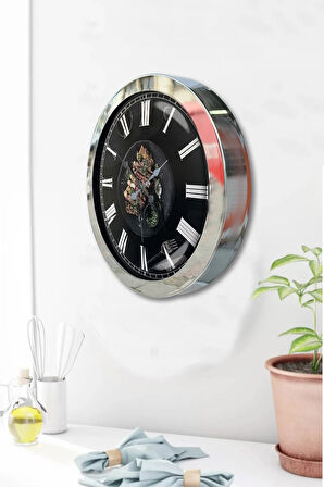 Hediyelik 36 Cm Krom Metal Mutfak Duvar Saati