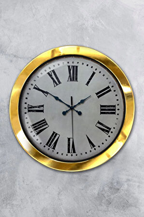 Hediyelik 36 Cm Gold Metal Roma Rakamlı Duvar Saati