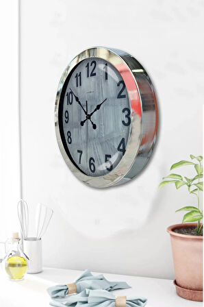 Hediyelik 36 Cm Krom Metal Klasik Duvar Saati