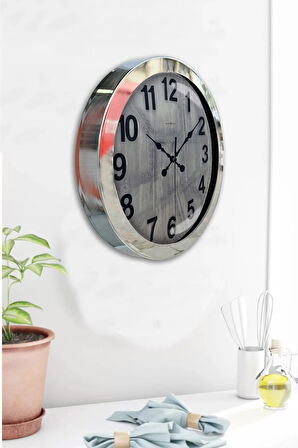 Hediyelik 36 Cm Krom Metal Klasik Duvar Saati