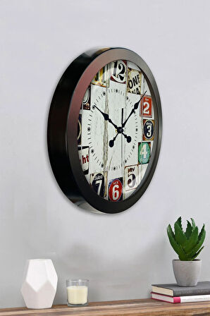 Hediyelik 36 Cm Siyah Metal Dekoratif Duvar Saati