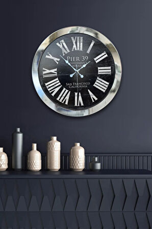 Hediyelik 36 Cm Krom Metal San Francisco Duvar Saati