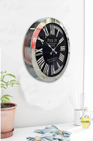 Hediyelik 36 Cm Krom Metal San Francisco Duvar Saati