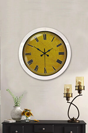 Hediyelik 36 Cm Beyaz Metal Sarı Duvar Saati
