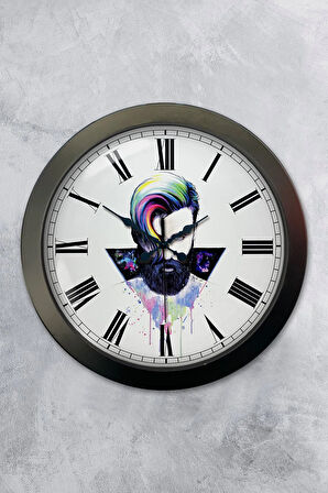 Hediyelik 36 Cm Siyah Metal Kuaför Duvar Saati