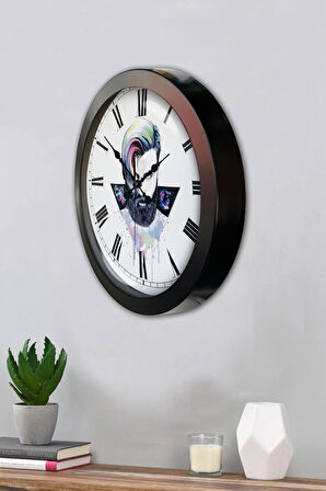 Hediyelik 36 Cm Siyah Metal Kuaför Duvar Saati