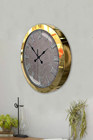 Hediyelik 36 Cm Gold Metal Klas Duvar Saati
