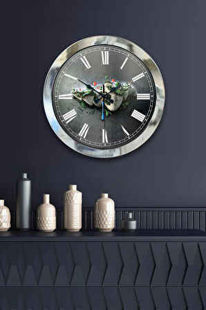 Hediyelik 36 Cm Krom Metal Naturel Duvar Saati