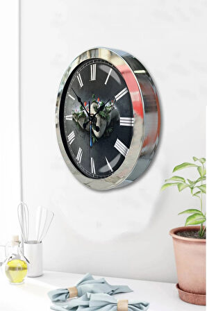 Hediyelik 36 Cm Krom Metal Naturel Duvar Saati