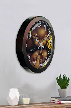 Hediyelik 36 Cm Siyah Metal Afrikalı Çocuk Duvar Saati