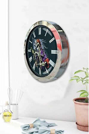 Hediyelik 36 Cm Krom Metal Dümen Duvar Saati