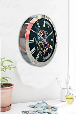Hediyelik 36 Cm Krom Metal Dümen Duvar Saati