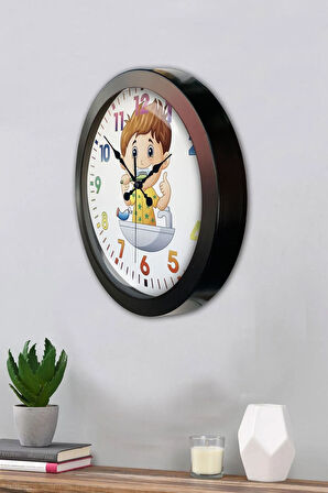 Hediyelik 36 Cm Siyah Metal Çocuk Odası Duvar Saati