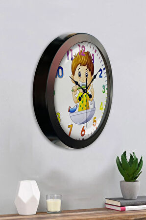 Hediyelik 36 Cm Siyah Metal Çocuk Odası Duvar Saati