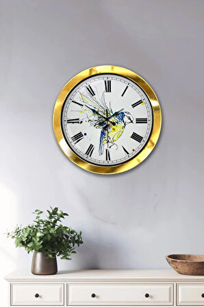 Hediyelik 36 Cm Gold Metal Dekoratif Duvar Saati
