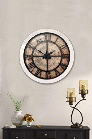Hediyelik 36 Cm Beyaz Metal Antique Duvar Saati