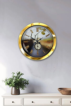 Hediyelik 36 Cm Gold Metal Köstek Duvar Saati