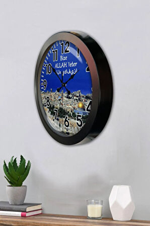 Hediyelik 36 Cm Siyah Metal Kudüs Duvar Saati