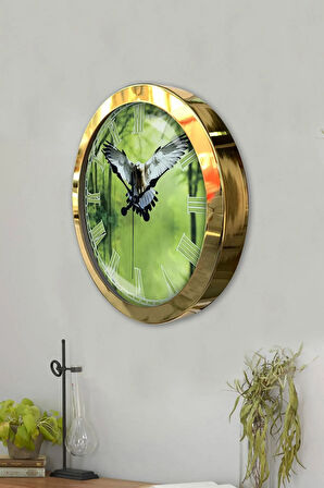 Hediyelik 36 Cm Gold Metal Kartal Duvar Saati