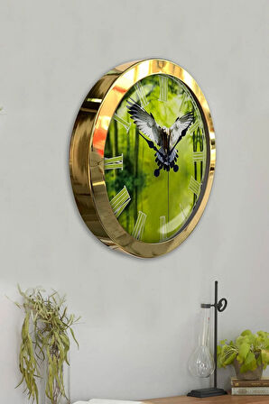 Hediyelik 36 Cm Gold Metal Kartal Duvar Saati