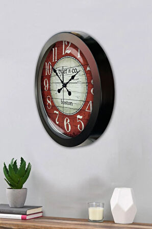 Hediyelik 36 Cm Siyah Metal Boston Duvar Saati