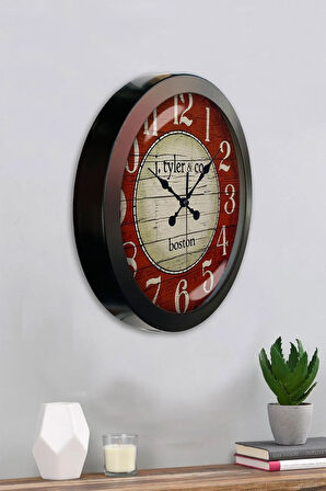 Hediyelik 36 Cm Siyah Metal Boston Duvar Saati