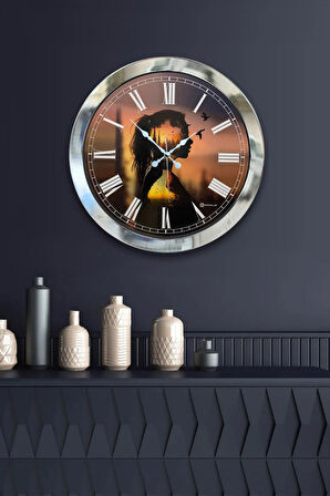 Hediyelik 36 Cm Krom Metal Naturalizm Duvar Saati