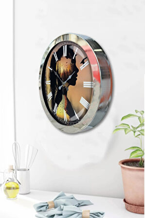 Hediyelik 36 Cm Krom Metal Naturalizm Duvar Saati
