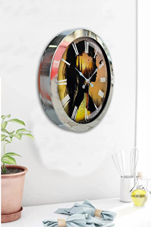 Hediyelik 36 Cm Krom Metal Naturalizm Duvar Saati