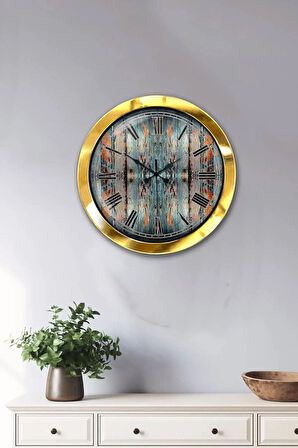 Hediyelik 36 Cm Gold Metal Alacalı Duvar Saati