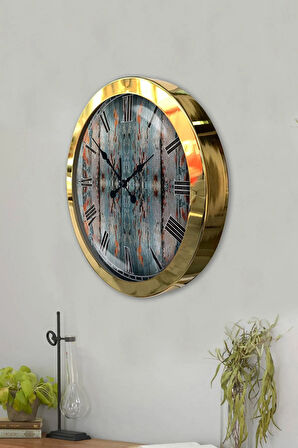 Hediyelik 36 Cm Gold Metal Alacalı Duvar Saati