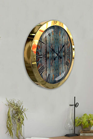 Hediyelik 36 Cm Gold Metal Alacalı Duvar Saati